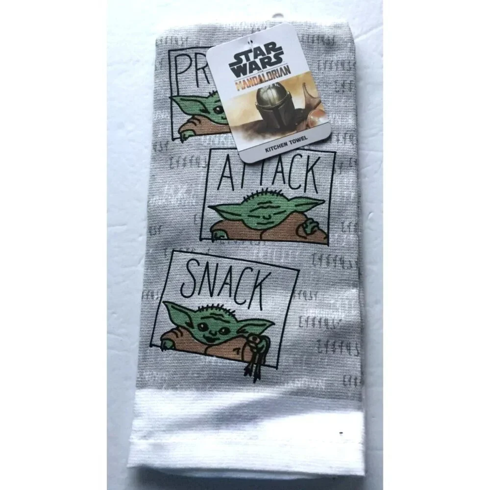Star Wars Mandalorian Grogu Baby Yoda Kitchen Towels Set Of 3 15x25 Inches Cotto